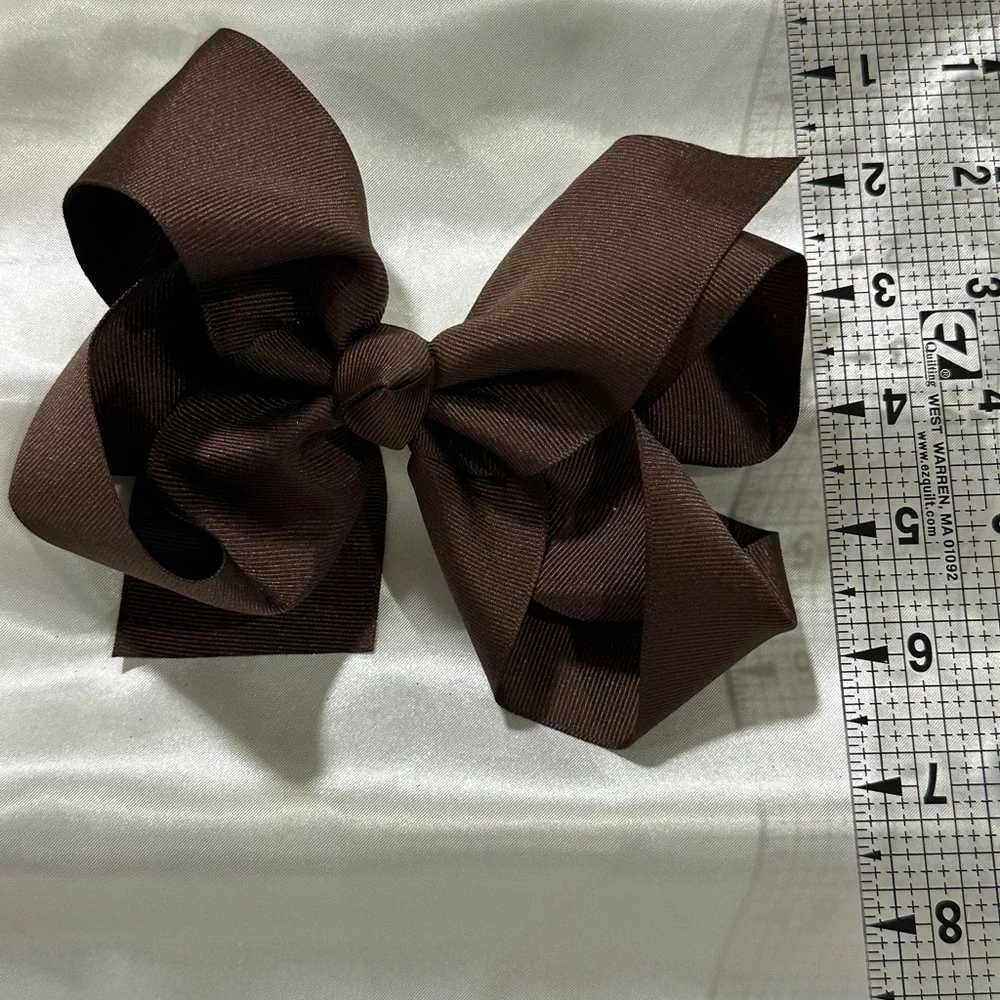 Classic Brown Grosgrain Hair Bow for Kids